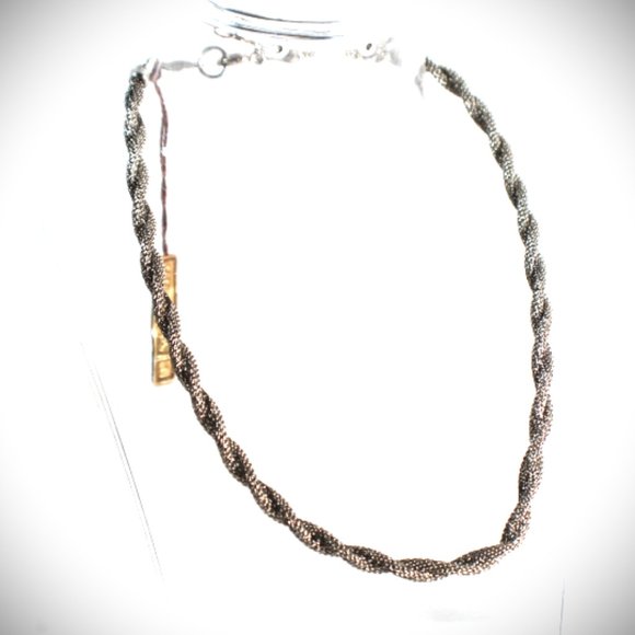 NWT Freirich Vintage 1960s Silver Tone Twisted Braided Rope Choker Necklace - Picture 1 of 7